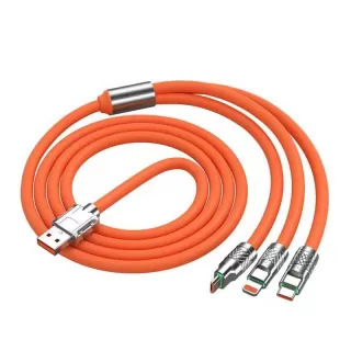 3 in 1 Super Fast Charging Cable USB To Type c Micro Silicone Cable