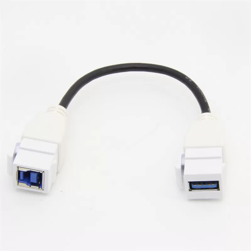 USB 3.0 A-B Female/Female Pigtail Extension Keystone-to-Cable