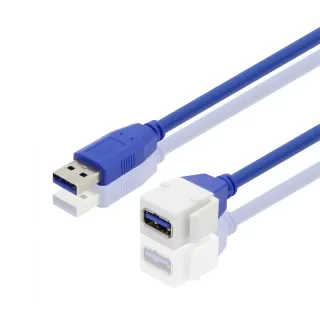 USB 3.0 10G Male to Female keystone jacket cable