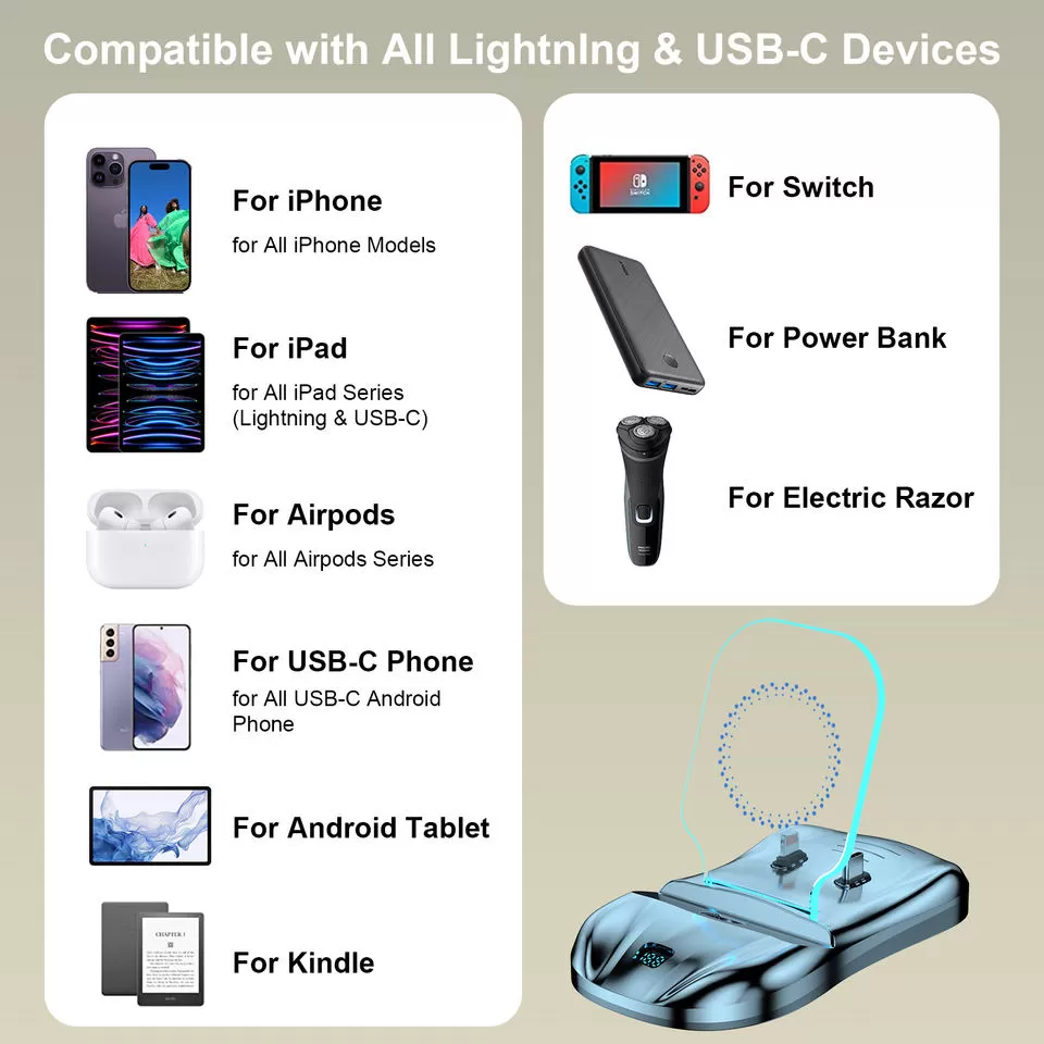 Magnetic charging station LED phone station magnetic station