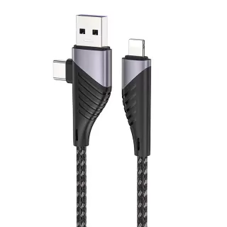 USB cable 2 in 1 multi cable USB A to L USB C to L cable