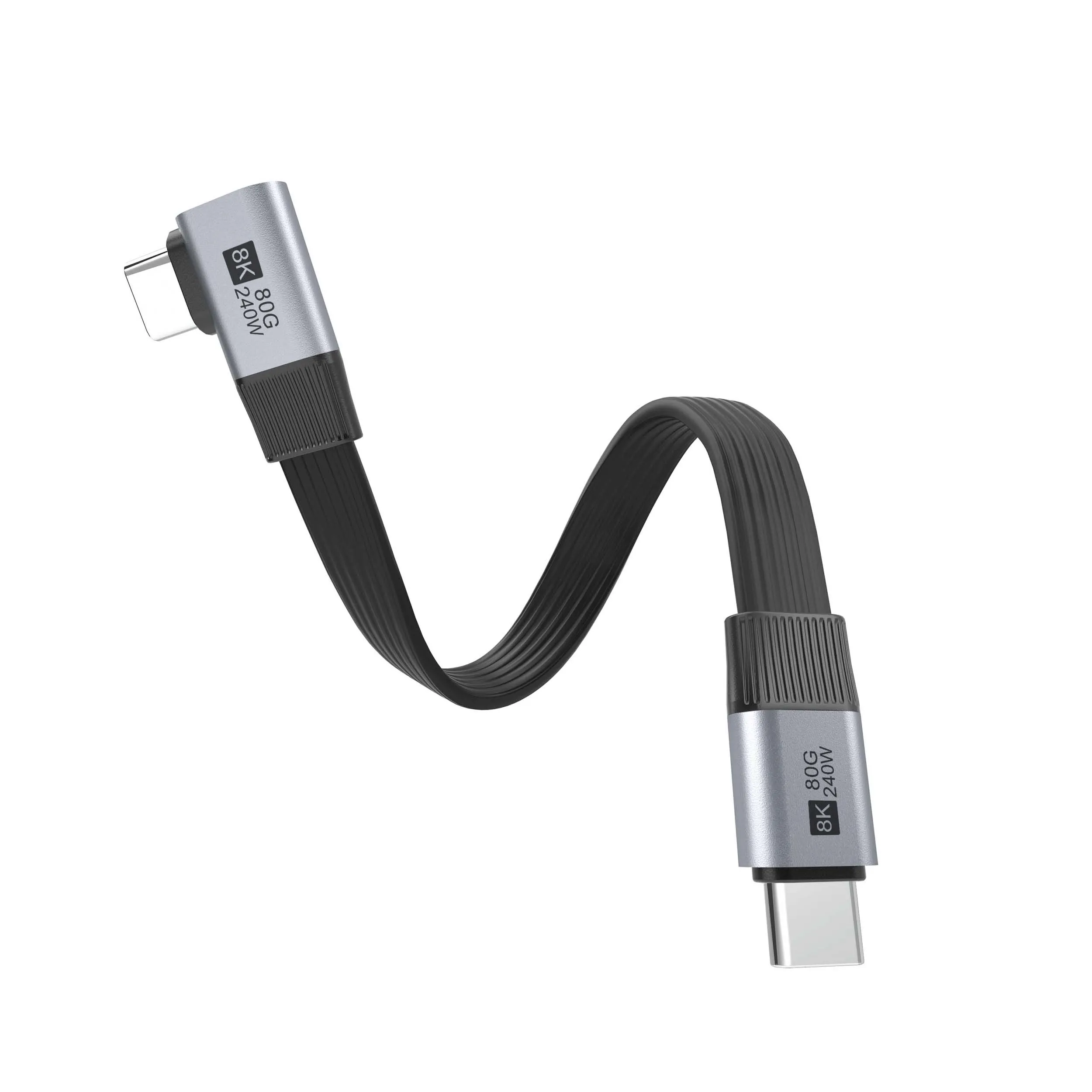 80Gbps Flat USB-C Male to Male 90° Side Angle Cable