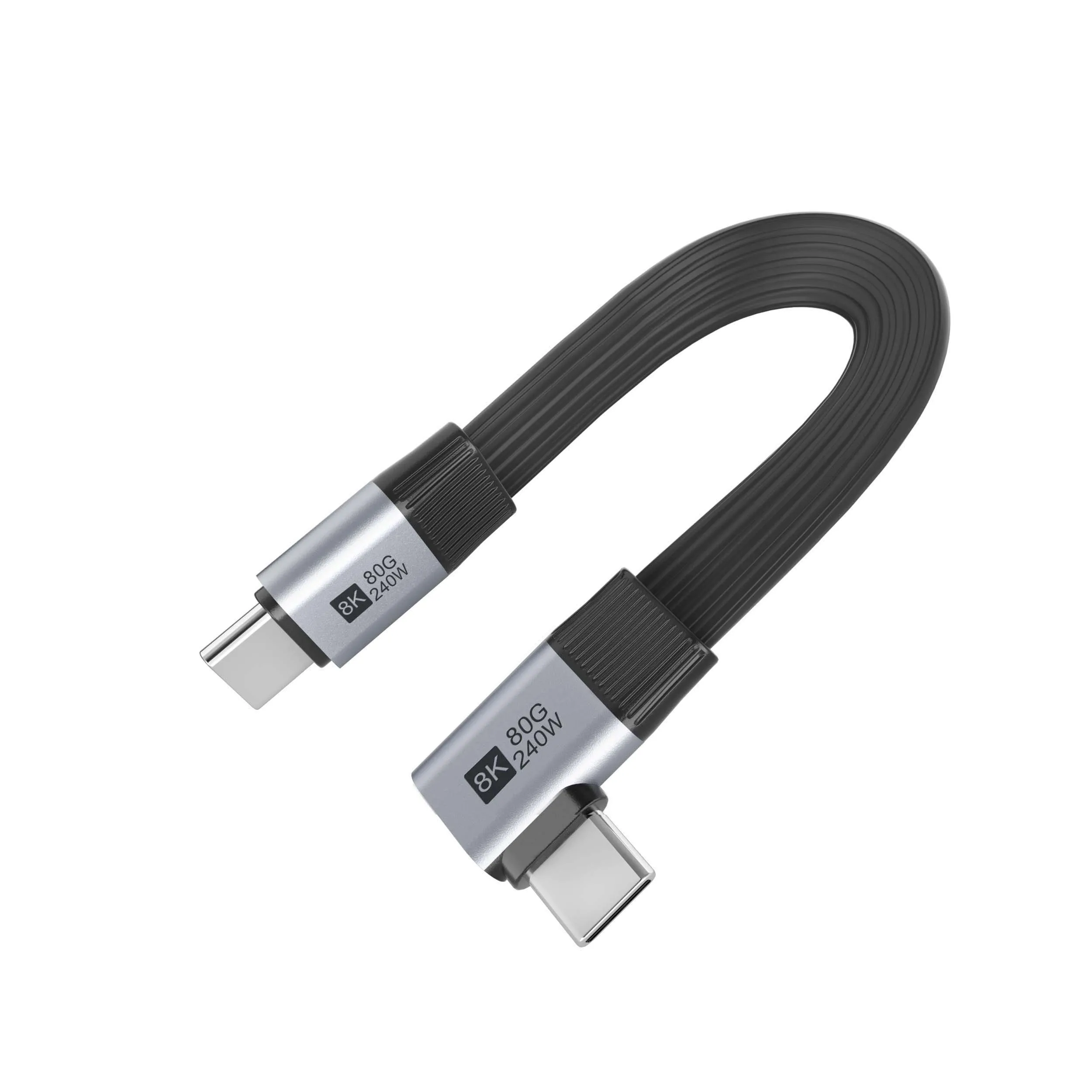 80Gbps Flat USB-C Male to Male 90° Side Angle Cable