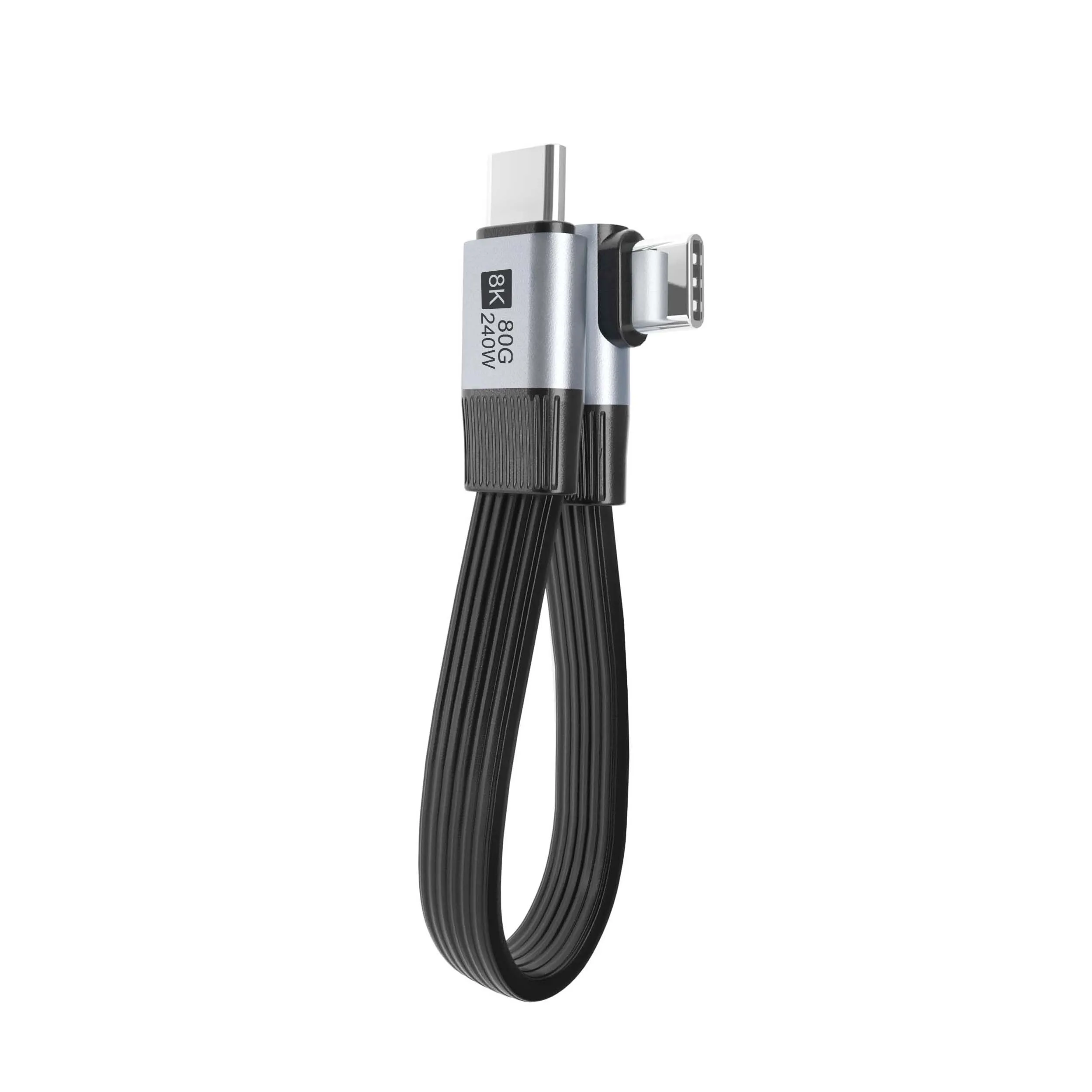 80Gbps Flat USB-C Male to Male 90° Side Angle Cable