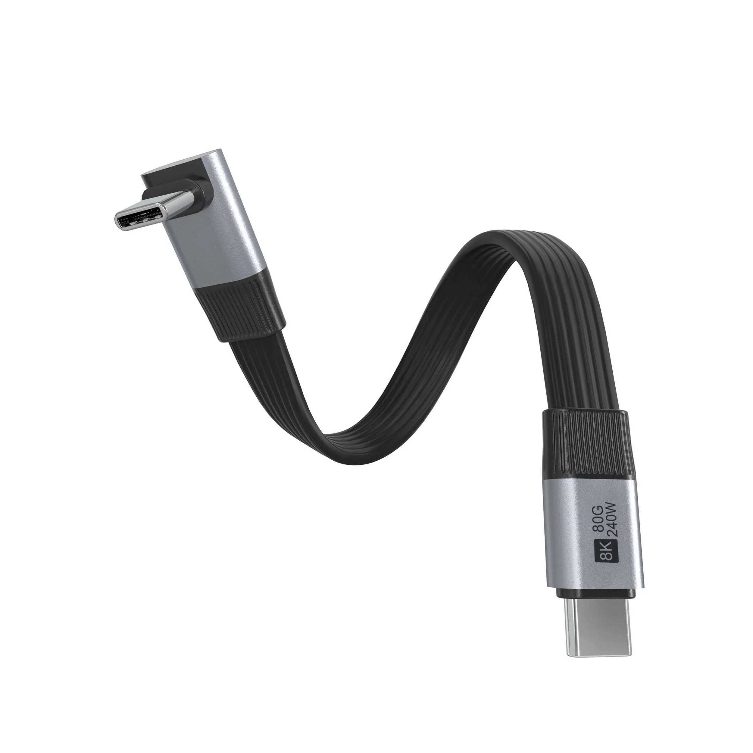 80Gbps Flat USB-C Male to Male 90° 3D Elbow Cable