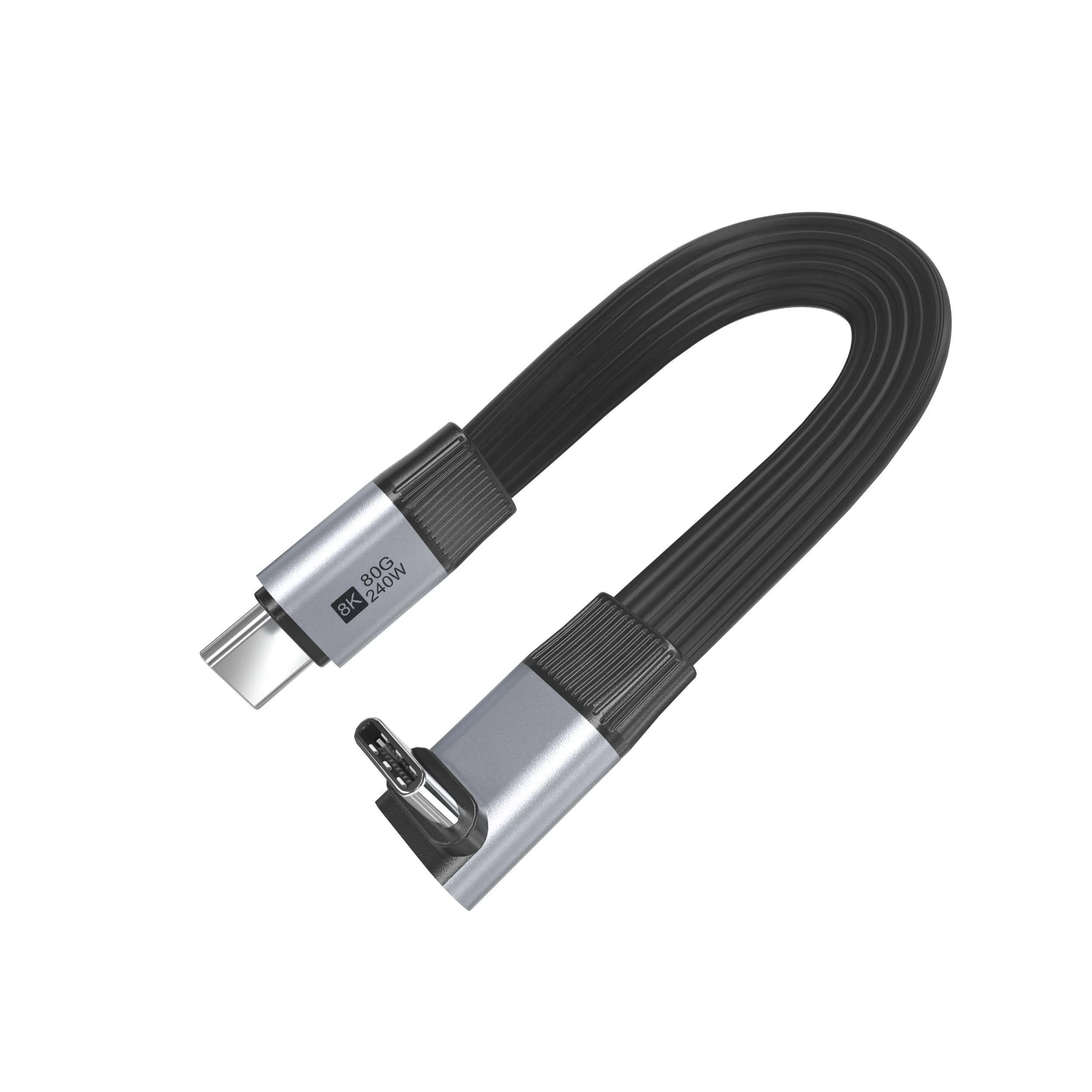 80Gbps Flat USB-C Male to Male 90° 3D Elbow Cable