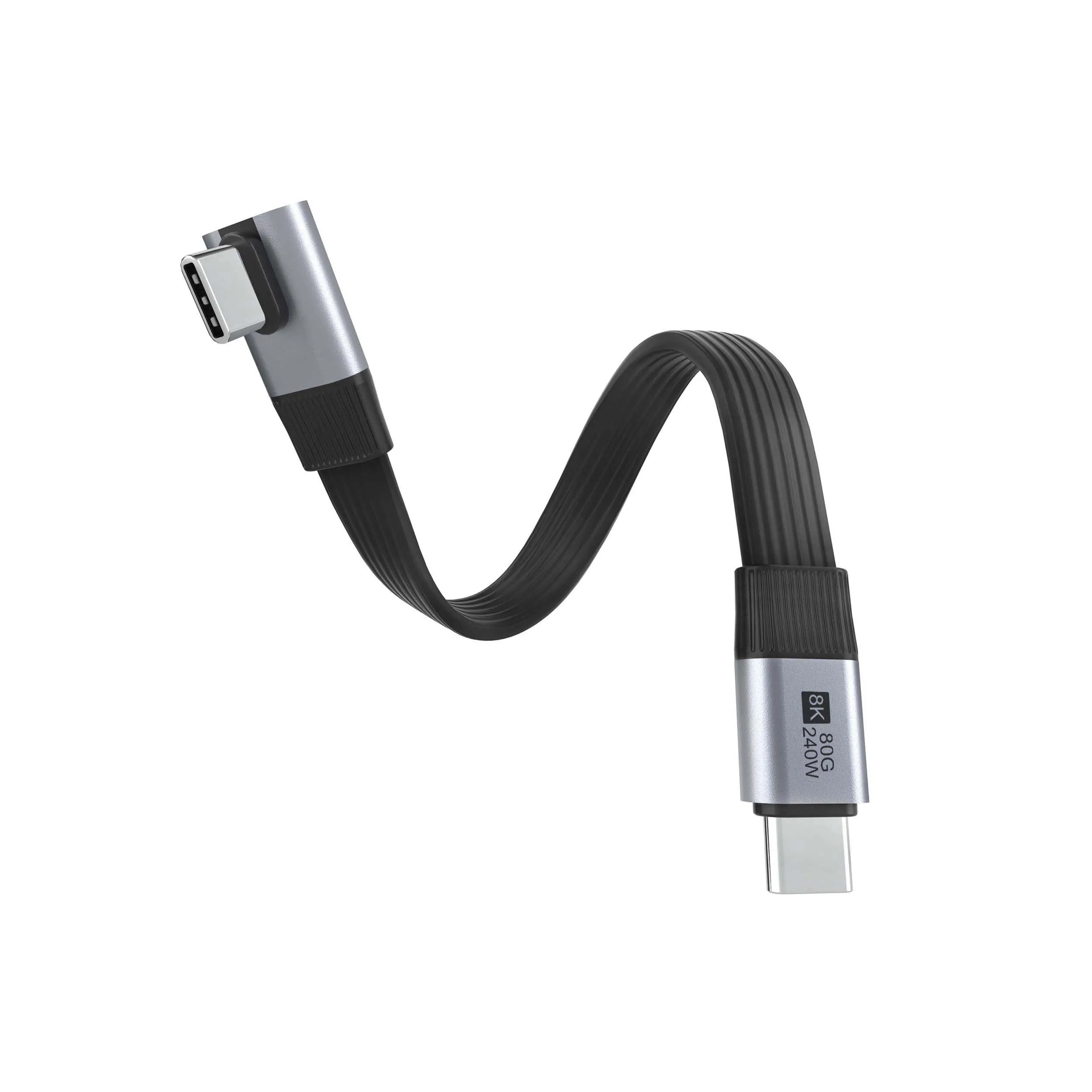 Flat 80Gbps USB-C Male to Male 90° Middle Bend Cable