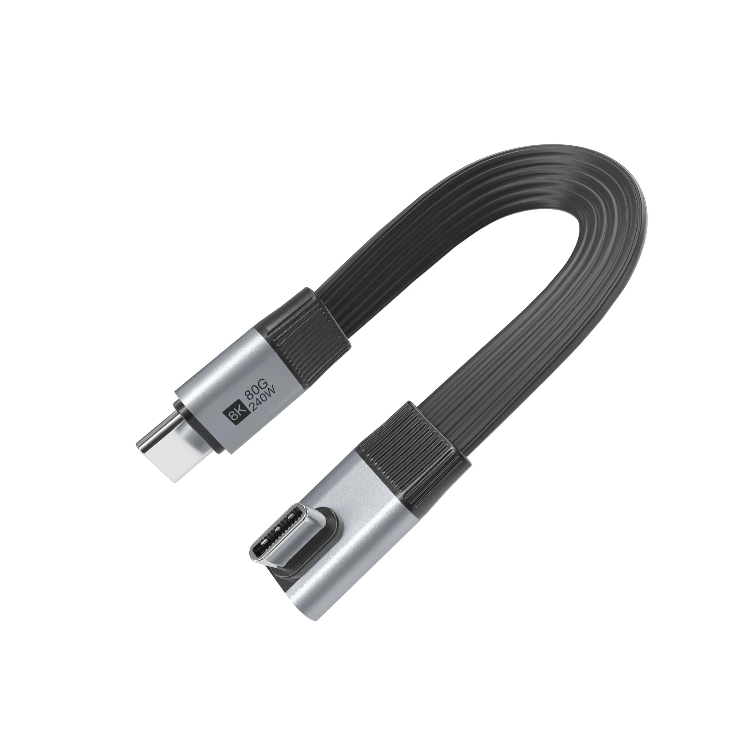 Flat 80Gbps USB-C Male to Male 90° Middle Bend Cable