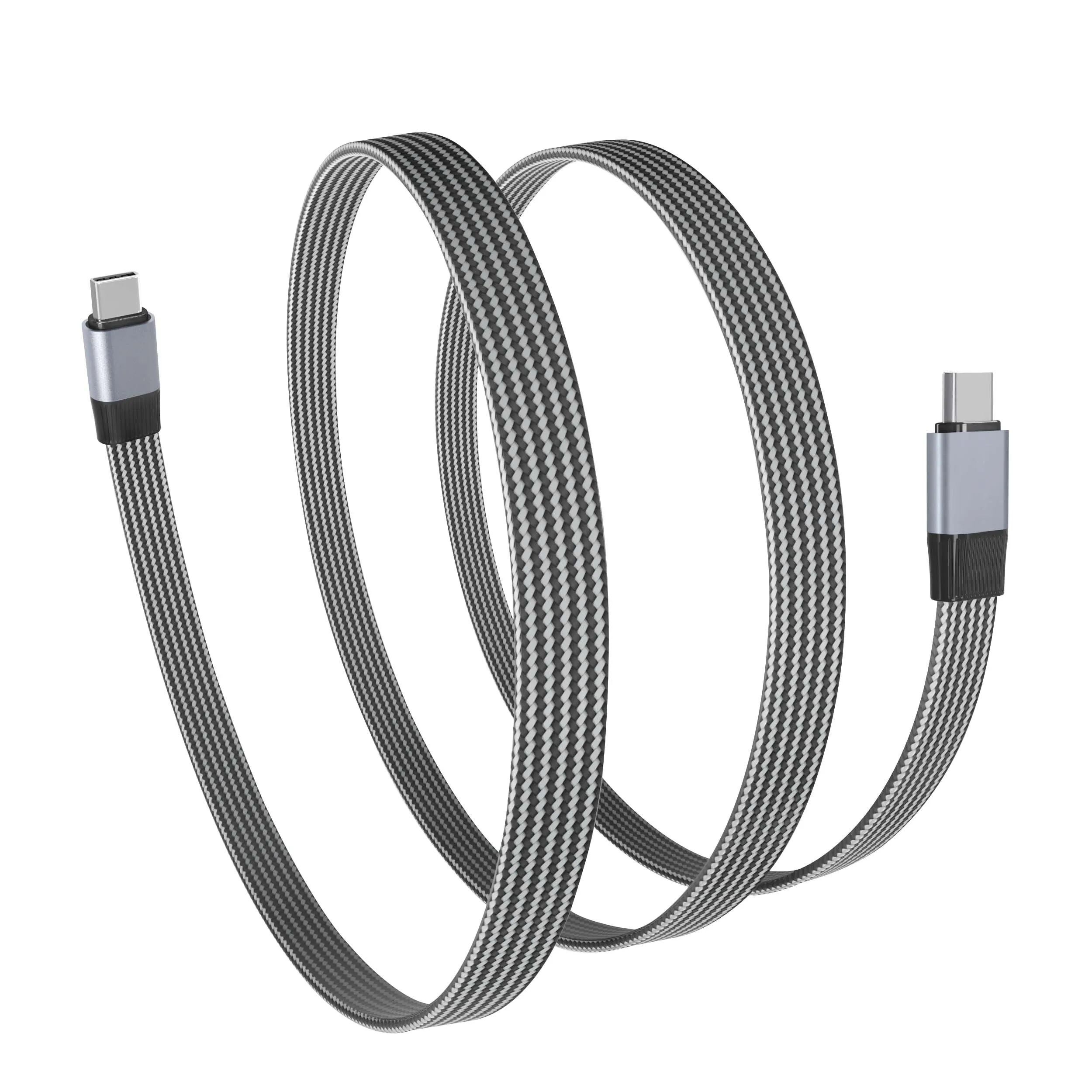 80Gbps TYPE CM-CM flat cable with braided cotton mesh